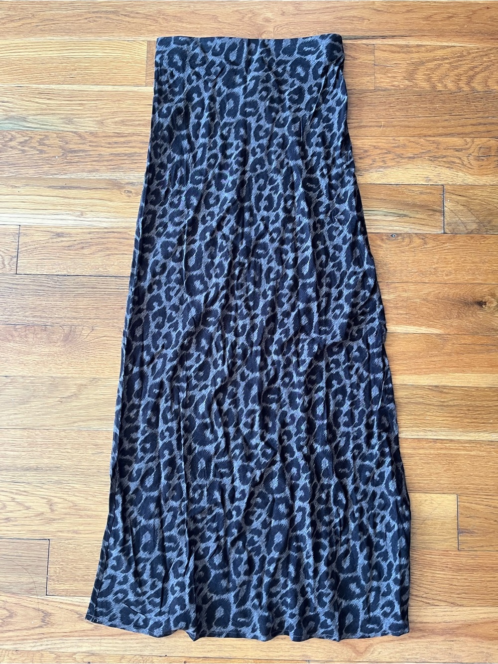 MNG GIRLS XS Black and Gray Leopard Print Midi Skirt